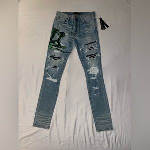 Amiri Snake Art Patch Jeans Size 32